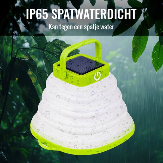 Tech Essentials Solar LED Laterne - faltbar - grün - Zeltlampe - Led Lampe wiederaufladbar - Camping - Notfall - Sturm - Hängelampe - Solarenergie