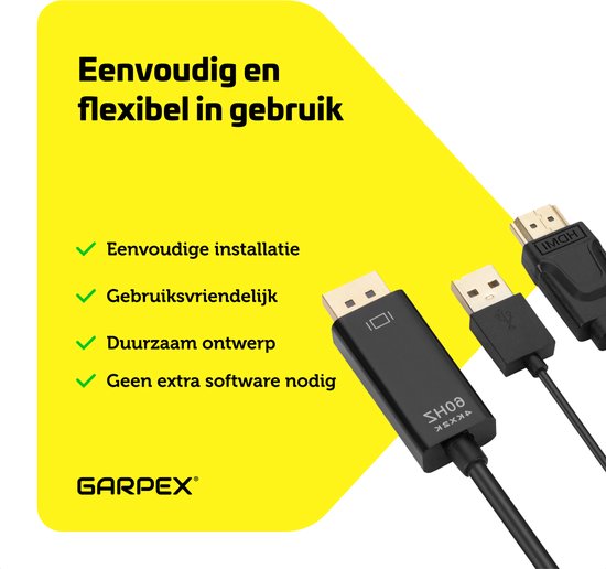 Garpex® HDMI zu DisplayPort Kabel - 4K Ultra HD 60Hz - 1,8 Meter