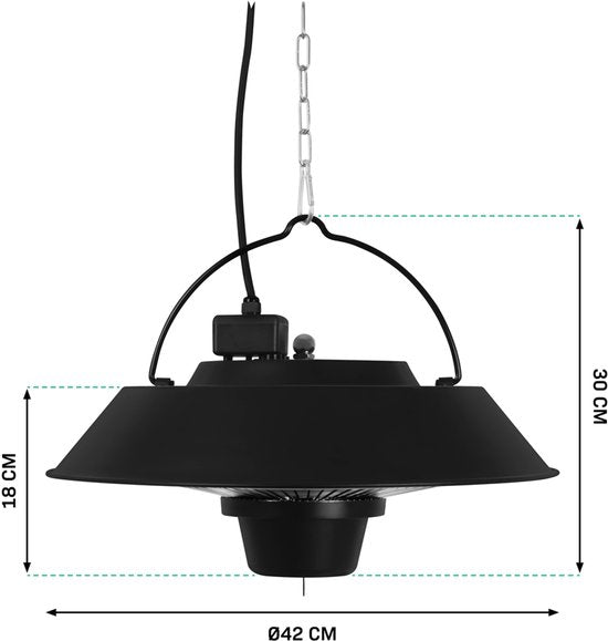 VONROC Atmosphärischer Terrassenstrahler - Heizstrahler Ustica - Infrarot - 1500W - Hoher Wirkungsgrad - Kohlefaserlampe