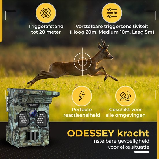 ODESSEY WildCamera mit Solarpanel - 4K - 48MP - 64GB SD - mit Nachtsicht - für draußen - Infrarot