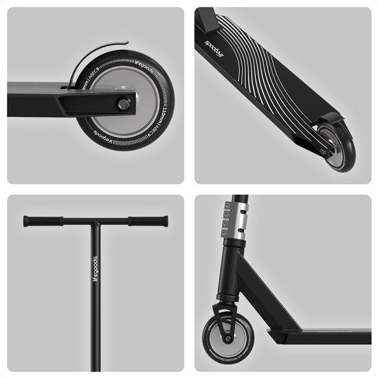 LifeGoods Stuntstep Pro X - T-Bar - HIC - Jungen/Mädchen - 110mm - 100KG - Schwarz