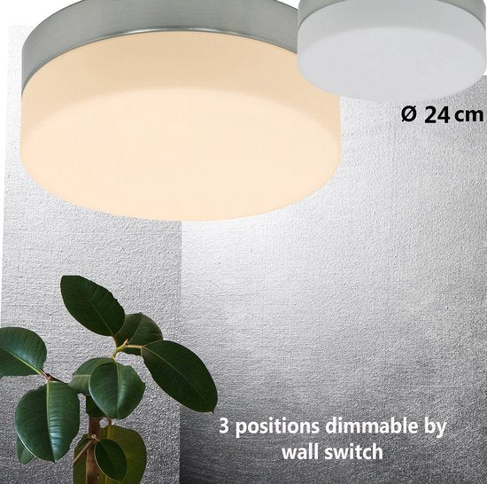 Deckenleuchte Steinhauer Ikaro 1363ST Stahl Ø 24 cm – Modernes Design mit 4-Stufen-Dimmer, geeignet für den Innenbereich sowie die Badezimmerzonen 2 und 3