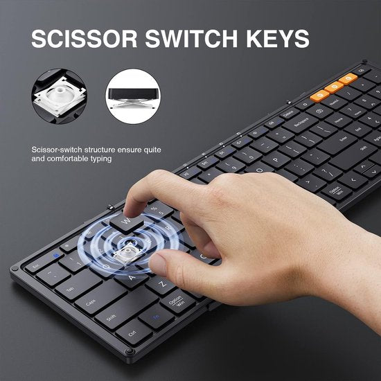 ProtoArc Foldable Keyboard - Full-Size Wireless Keyboard - Reisetastatur Portable - Bluetooth Tastaturen - Laptop IOS Android Windows Tablet iPad Smartphone PC Computer - Schwarz