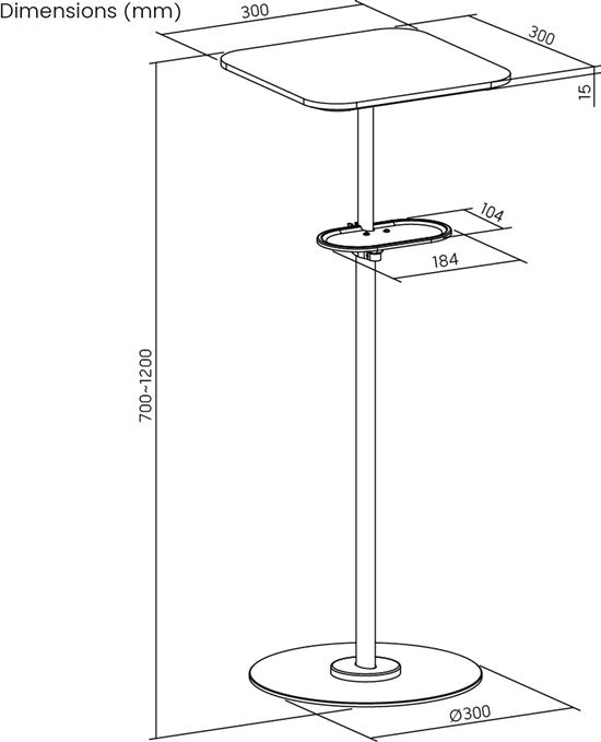 VDD - Beamer-Stativ - Beamer-Halterung - Beamer-Ständer - Beamer-Ständer - Beamer-Halter - Beamer-Tisch - Medienablage - schwarz