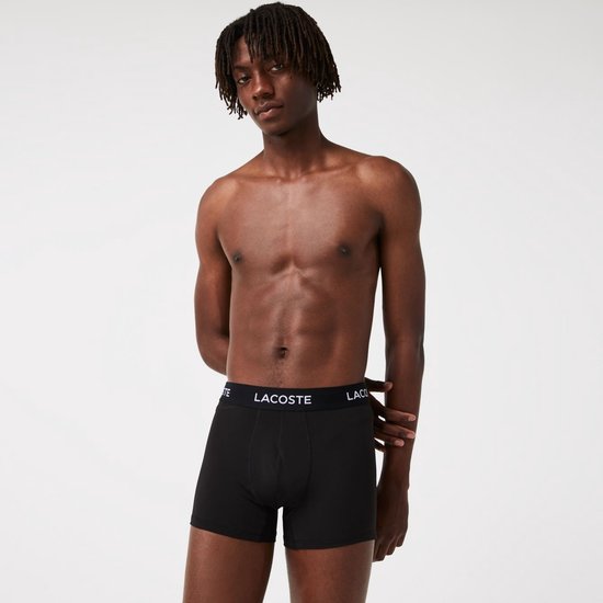 Lacoste Herren 3P Mikrofaser-Boxershorts, Basic, schwarz