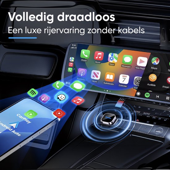 CarMe Ultra Mini 2-in-1 CarPlay Dongle - Drahtloses CarPlay & Android Auto - USB-A & USB-C - Android Auto Dongle - Silber