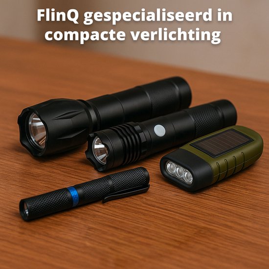 FlinQ Stift-Taschenlampe - 100 Lumen LED-Lampe - Batteriebetrieben - Wasserfeste Taschenlampe - Militärische Taschenlampe - Ideal für Notfallausrüstung - Geeignet für Kinder - 100 Meter Sichtbarkeit - 2 Taschenlampen