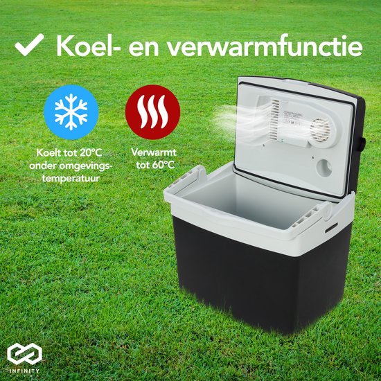 Infinity Goods Elektrische Kühlbox - 40L - Kühlbox - 12V und 230V - Kühlbox - Kühlen und Heizen - Schwarz