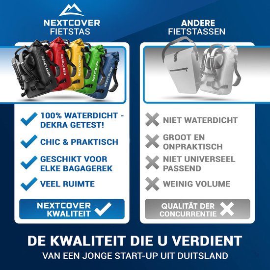 NEXTCOVER® NEXTCOVER® NEW 3-in-1 Fahrradtasche für Gepäckträger [Aquashield] - Reflektierende Gepäcktasche wasserdicht - Rucksack und Umhängetasche [25 Liter]- Gemüse