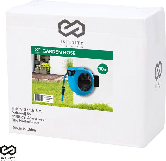 Infinity Goods Wandslangbox - 30 Meter - Slanghouder - Tuinslang Met Haspel - 180Â° Draaibaar - Automatisch - Slanghaspel