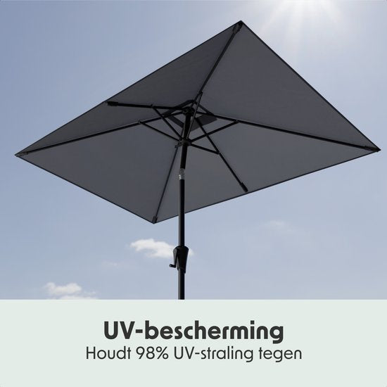 LifeGoods Sonnenschirm - Garten - 210x140cm - 30° neigbar - Wasserdicht - UPF50+ - Dunkelgrau