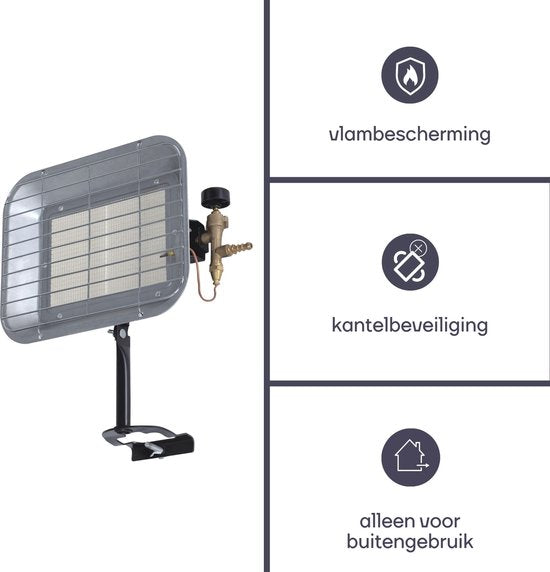 Perel Terrassenheizung auf Gas, Butan oder Propan, 4500 W