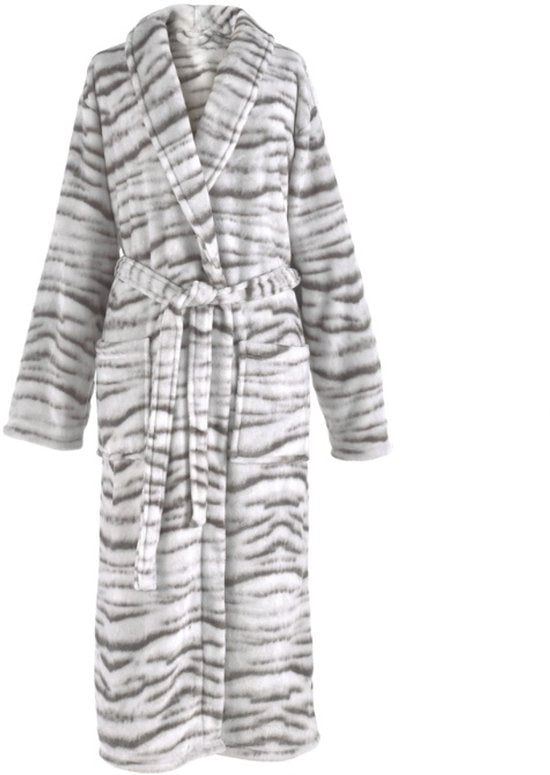 ZoHome Leopard Bademantel lang - Fleece - Größe M - Braun