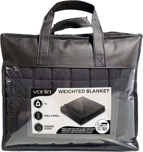 Vonia Beschwerungsdecke 7 kg - Beschwerungsdecke - 150 x 200 cm - Schwarz