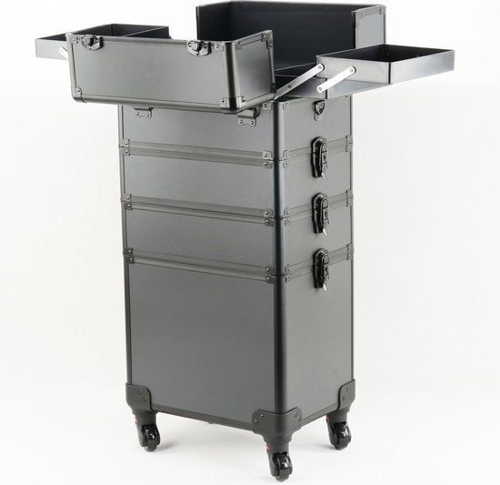 Schminkkoffer Kosmetik Friseurwagen Beauty Case 4 in 1 schwarz