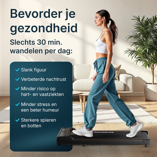 Flowsense Laufband (1-6 km/h) Walking Pad - Für Zuhause - Elektrisch - Fitness