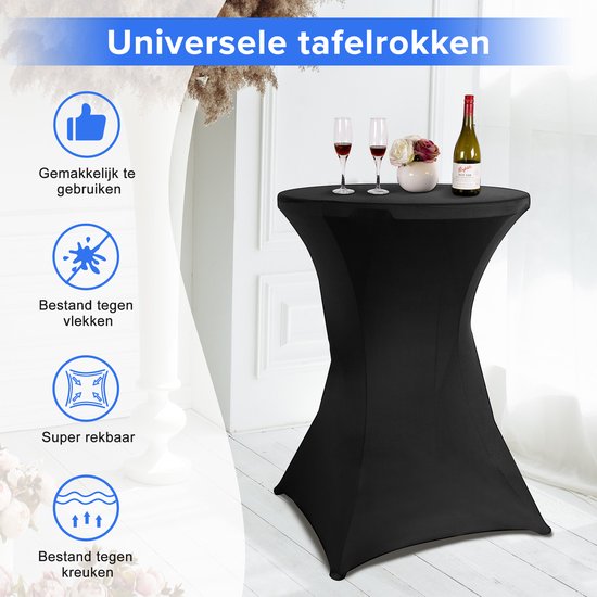 Saaf Bartable Rock Set - 2 Stück - ∅80-85 x 110cm - Bartable Bezug - Waschbar und Elastisch - Schwarz
