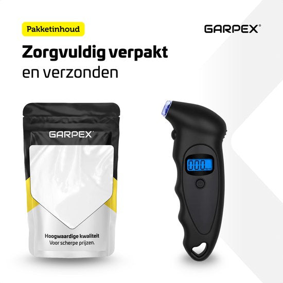 Garpex® Reifendruckmesser - Reifendruckmesser - Eingebaute Taschenlampe - Digital - Druckmesser