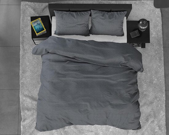 Sleeptime Flannel Jason - Bettbezug - Einzel - 140x200/220 + 1 Kopfkissenbezug 60x70 - Anthrazit