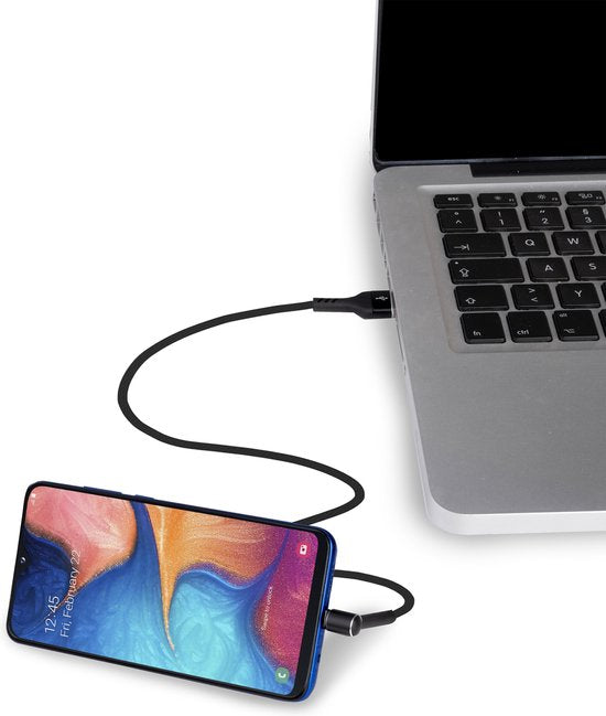 Grundig USB-Kabel - 3-in-1: Ladekabel, Datenkabel, Telefonständer - USB-C - 1 Meter - Schwarz