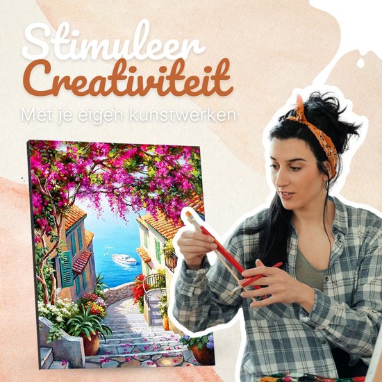 Rubye® Malen nach Zahlen Erwachsene - Seelandschaft - inklusive Pinsel - Leinwand Gemälde ohne Rahmen - Farbe nach Zahlen - 40x50cm