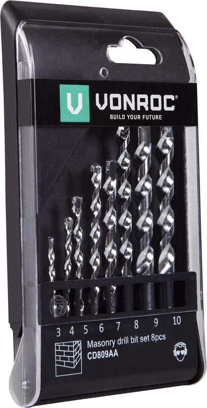 VONROC Steinbohrer-Set - 8 Stück - Ø3-10MM