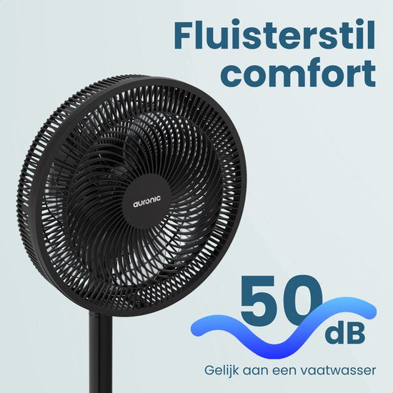 Auronic Stativventilator - Standventilator - höhenverstellbar - drehbar - flüsterleise - 3 Geschwindigkeiten - leiser Ventilator - schwarz