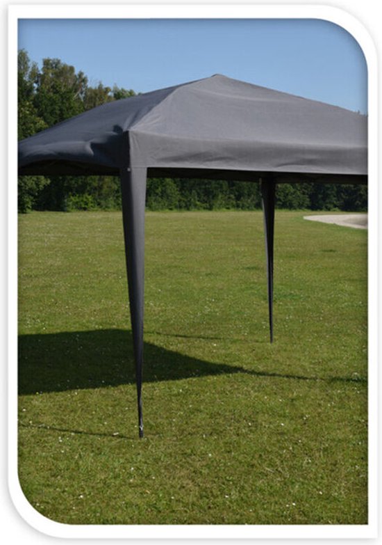 Pro Garden Easy-Up Partyzelt - 300 x 300 x 245 cm - Polyethylen - Faltbar & Wasserfest - Inklusive Tragetasche - Für Gartenpartys & Veranstaltungen - Grau
