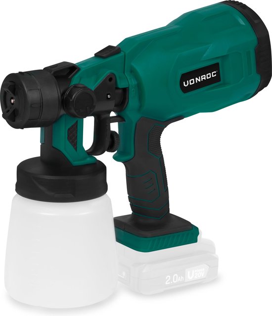 VONROC Accu Farbsprühgerät - VPower 20V - Ohne Akku & Ladegerät - Kapazität 800 ml - Inkl.