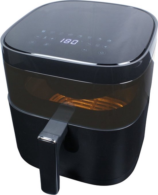 Wartmann Airfryer - PFAS-freie Heißluftfritteuse mit Sichtfenster - Neues Modell - 5,7 Liter - 10 Programme - 1700 Watt - Schwarz