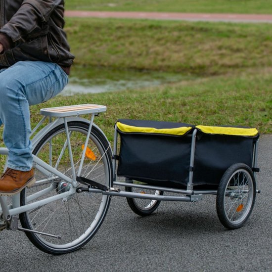 Dunlop Fahrradanhänger - Fahrradanhänger für Sachen - Fahrradanhänger Gepäck faltbar - Fahrradanhänger mit Reflektoren und verstellbarem Regenschutz - Gelb