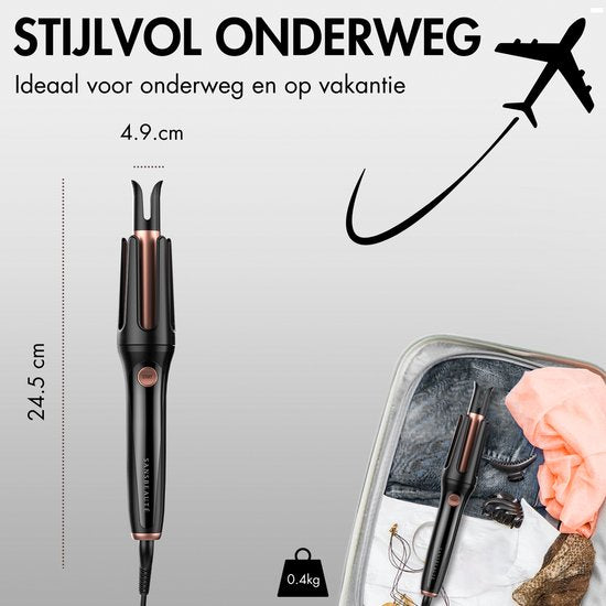 Sansbeauté Automatischer Lockenstab - Keramischer Lockenstab - Lockenstab - Lockenwickler - Lockenwickler - gewelltes Haar - Lockenstab - Lockenbürste rotierend - Wellen-Lockenstab - Wellen-Lockenstab