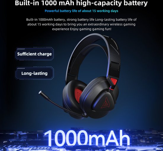 TAIDU THS318 2.4GHz Wireless Gaming Headset - Over-Ear-Kopfhörer - mit Mikrofon - Geeignet für PS4/PS5, Nintendo Switch - Schwarz
