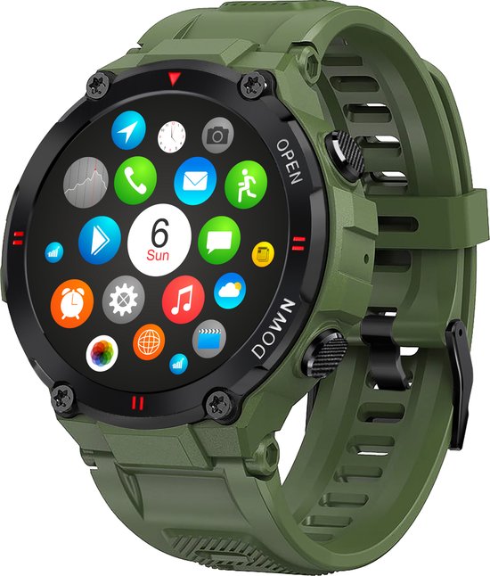 Nuvance - Outdoor Smartwatch - IP67 Wasserdicht - Bluetooth Smartwatch für Frauen und Männer - Smartwatches - Sportuhr mit Schrittzähler, Kalorienzähler, Schlafmesser - Geeignet für alle Smartphones - Grün