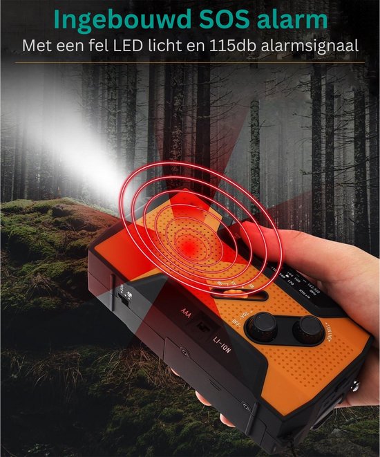 Urban State Notfallradio mit Aufwicklung und Batterie - Solarradio - Taschenlampe / Powerbank - Notfallradio mit Aufwicklung