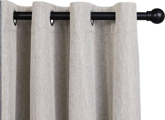 Lifa Living - Beige Luxusvorhänge - Verdunkelung - Polyester - Mit 8 Aufhängeringen - 150 x 260 cm