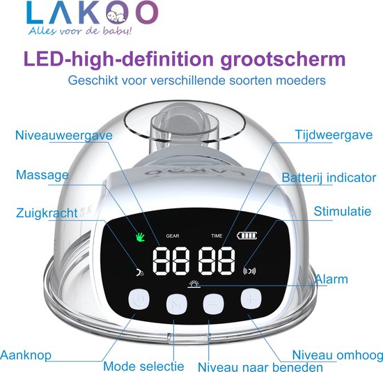 LAKOO Pro 1 Milchpumpe - Kabellos elektrisch - Handfrei - Milchpumpen