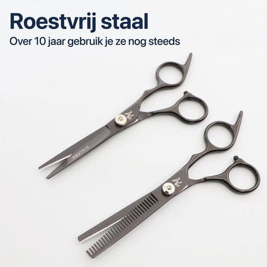 ProTrue 11 Stück Barbierset - Barbierschere rechtshändig - Ausdünnungsschere Barbier - Haarschere - Coupe Schere - Haarscheren Set