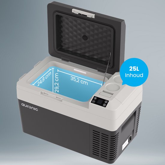 Auronic Electric Cool Box - Frigobox - Kompressor - 12V 230 Volt - Auto - 25L - Schwarz/Grau