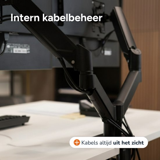 Skoov Monitorarm - Mit Gasfeder - Für 13-32 Zoll - 2 Bildschirme - Stütze - Extra stabil - Schwarz