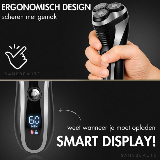 2-in-1-Rasierer für Männer mit Trimmer S1111 + 2 Extra-Scherköpfe - Sansbeauté® - Nass & Trocken - Präzisionstrimmer - Elektrisch - Elektrorasierer - Wasserdicht