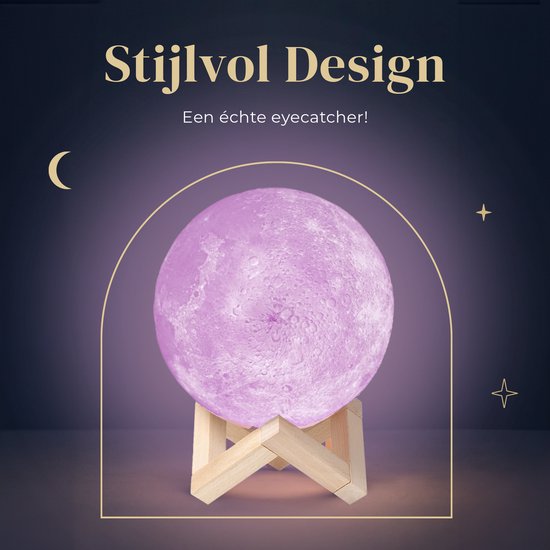 Denver Moon Lamp 3D - Bluetooth-Lautsprecher kabellos - Tischlampe fürs Schlafzimmer - Musiksynchronisation - inkl. Fernbedienung - Mondlampe - LBS150