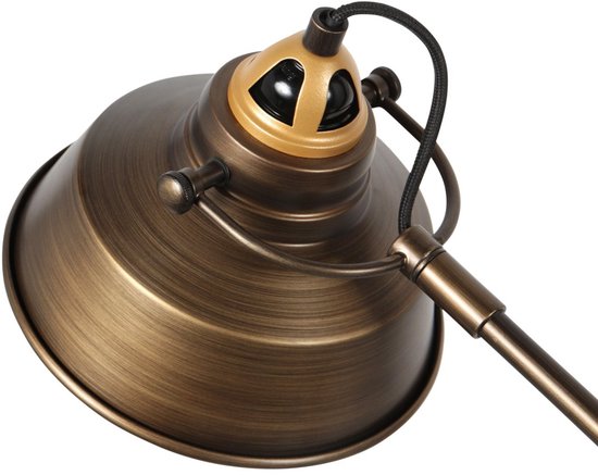 Industrielle Tischlampe „Nove 1321BR“ aus Bronze von Mexlite, 67 cm hoch, mit E27-Fassung und schwenk- und neigbarem Design, ideal für den Innenbereich
