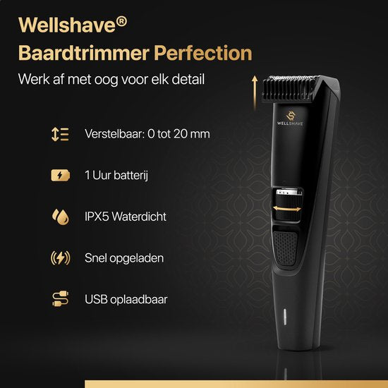 Wellshave Barttrimmer Men Perfection - Trimmer für Männer - Trimmer Bart und Körper - Haartrimmer Männer