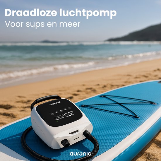 Auronic 2-in-1 Elektrische Luftpumpe - 4000 mAh Akku - 12-17V - 20 PSI - u.a. SUP Board, Luftmatratze, Kajak, Kite & Zelt - aufblasen/entlüften