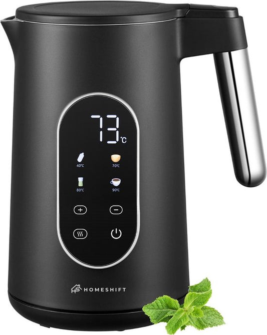 HomeShift® Wasserkocher mit Temperaturkontrolle - Warmhaltefunktion - Doppelwandig - Elektrisch - 1,7 Liter - 2200W - Schwarz