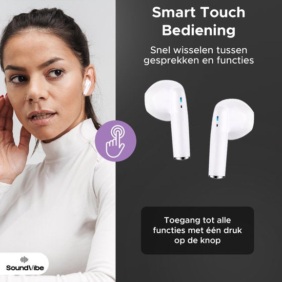 SoundVibe® - Kabellose Kopfhörer mit Geräuschunterdrückung - Weiß - Bluetooth-Kopfhörer - Kopfhörer mit Geräuschunterdrückung - Kabellose Kopfhörer - Kabellose Kopfhörer