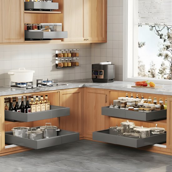 Posity Slide Drawer - Küchenschrank-Organizer - Spülenschrank/Schubladen-Organizer - Innenschublade Küche - Ausziehbar und verstellbar (32-52 cm) - Teleskopisch - Grau