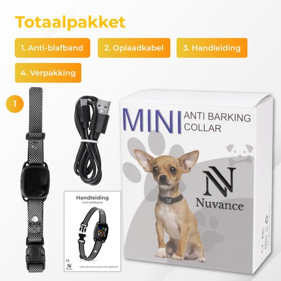 Nuvance - Anti-Bell Halsband - ohne Schock - Vibration & Signaltöne - wiederaufladbar - 6 Stufen - Schwarz