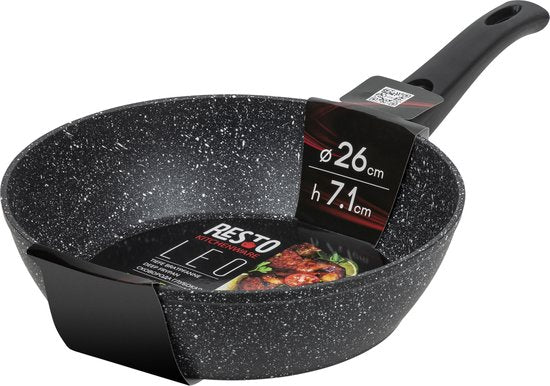 Resto Leo Casserole - Ø26 cm - Geschmiedetes Aluminium - 4-Schicht Pfluon Antihaftbeschichtung - Induktionspfanne - Backofenfest bis 200°C (ohne Griff)